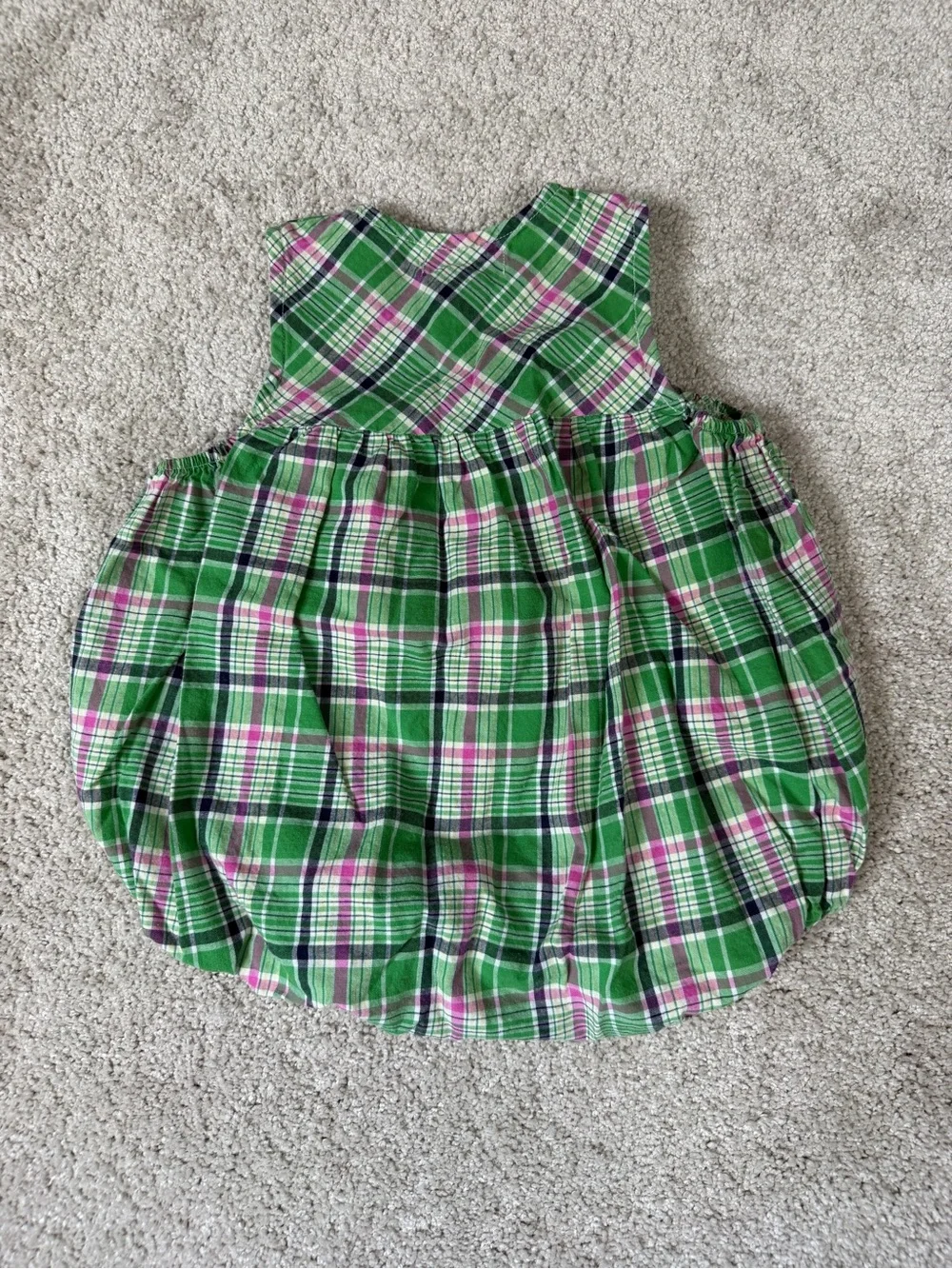 RALPH LAUREN Baby Sz M 6-12 Months Green Bubble Romper Multi‎ Plaid Girls Preppy